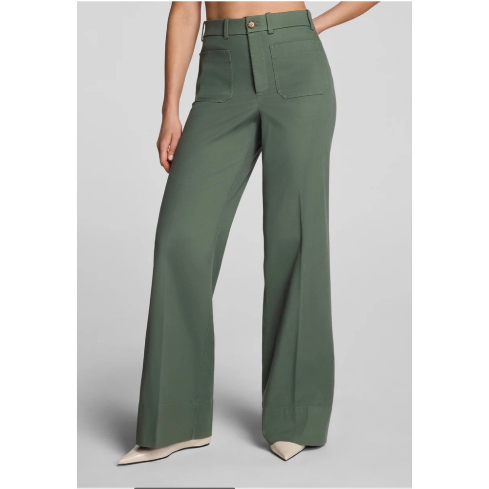 Spanx Supersmooth Stretch Twill Wide Leg Pant Eucalyptus Green 22379R Small S